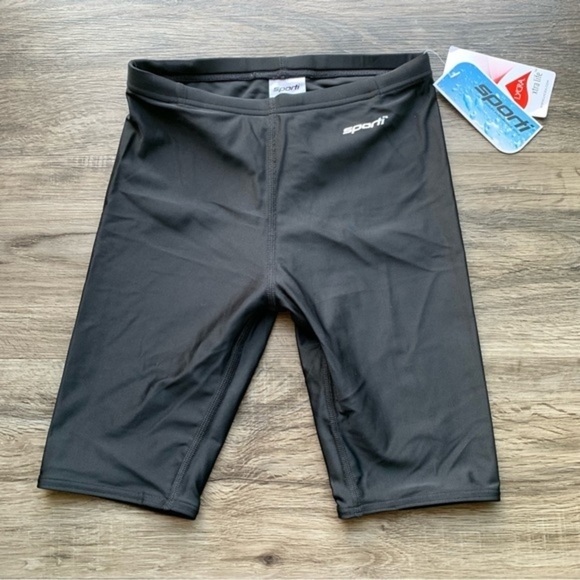 NWT Sporti Solid Compression Jammer Youth Swimsuit in Black - Picture 3 of 7